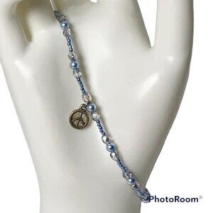 BEADED Peace Sign Ankle Bracelet